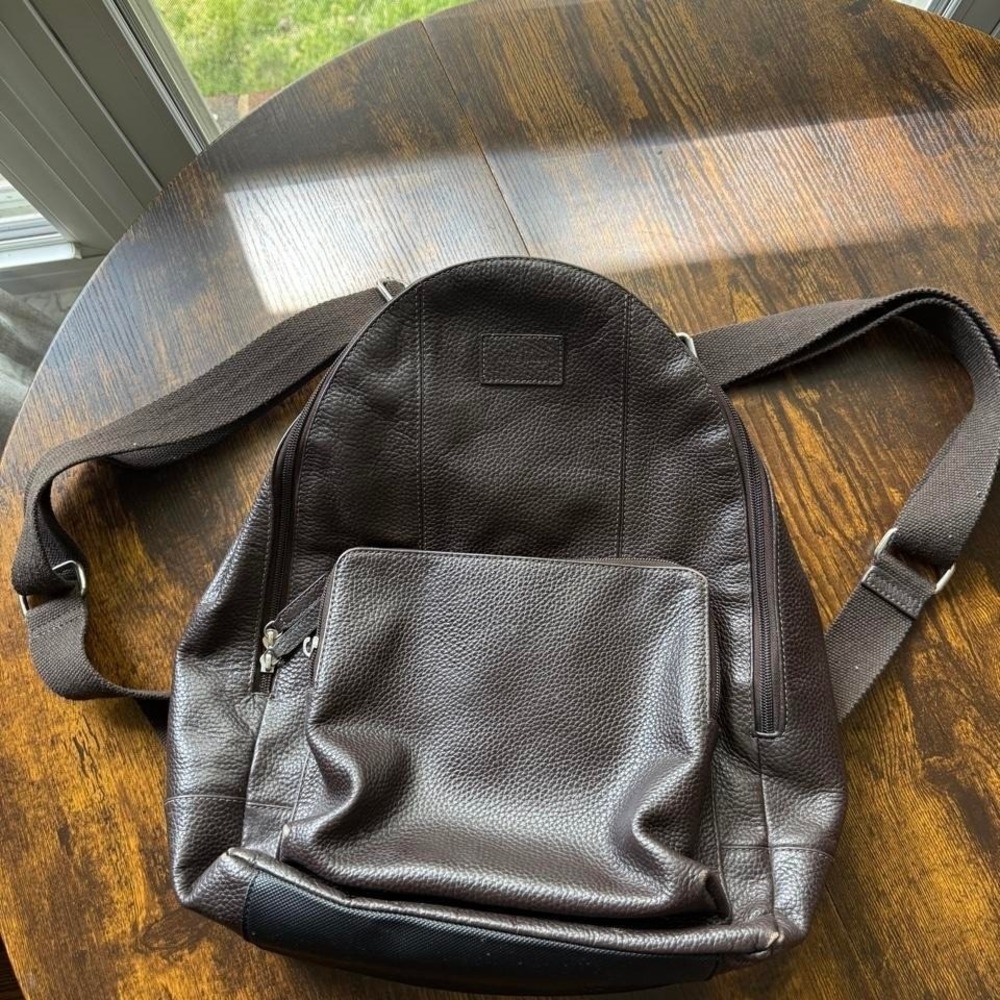 Cole Haan leather backpack brown medium minimalist travel